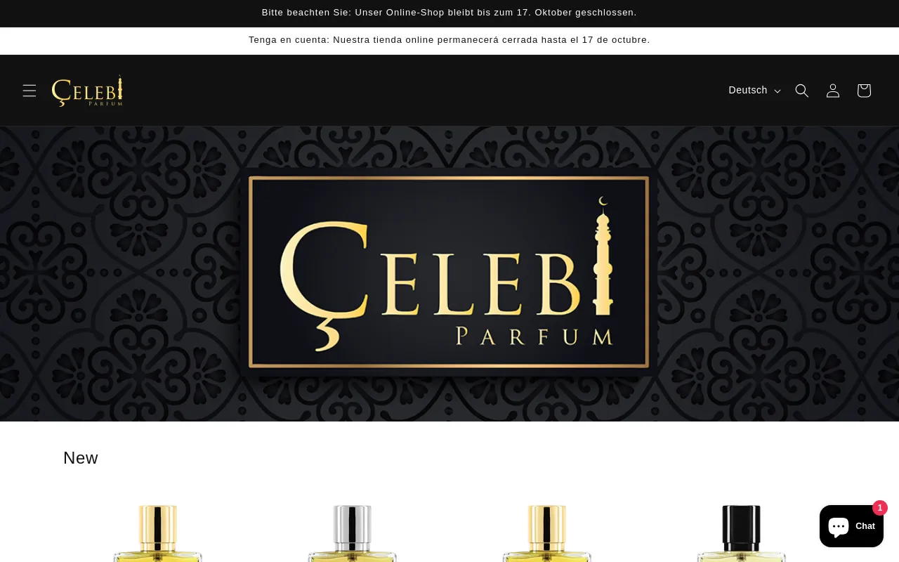 Celebi Parfum website screenshot