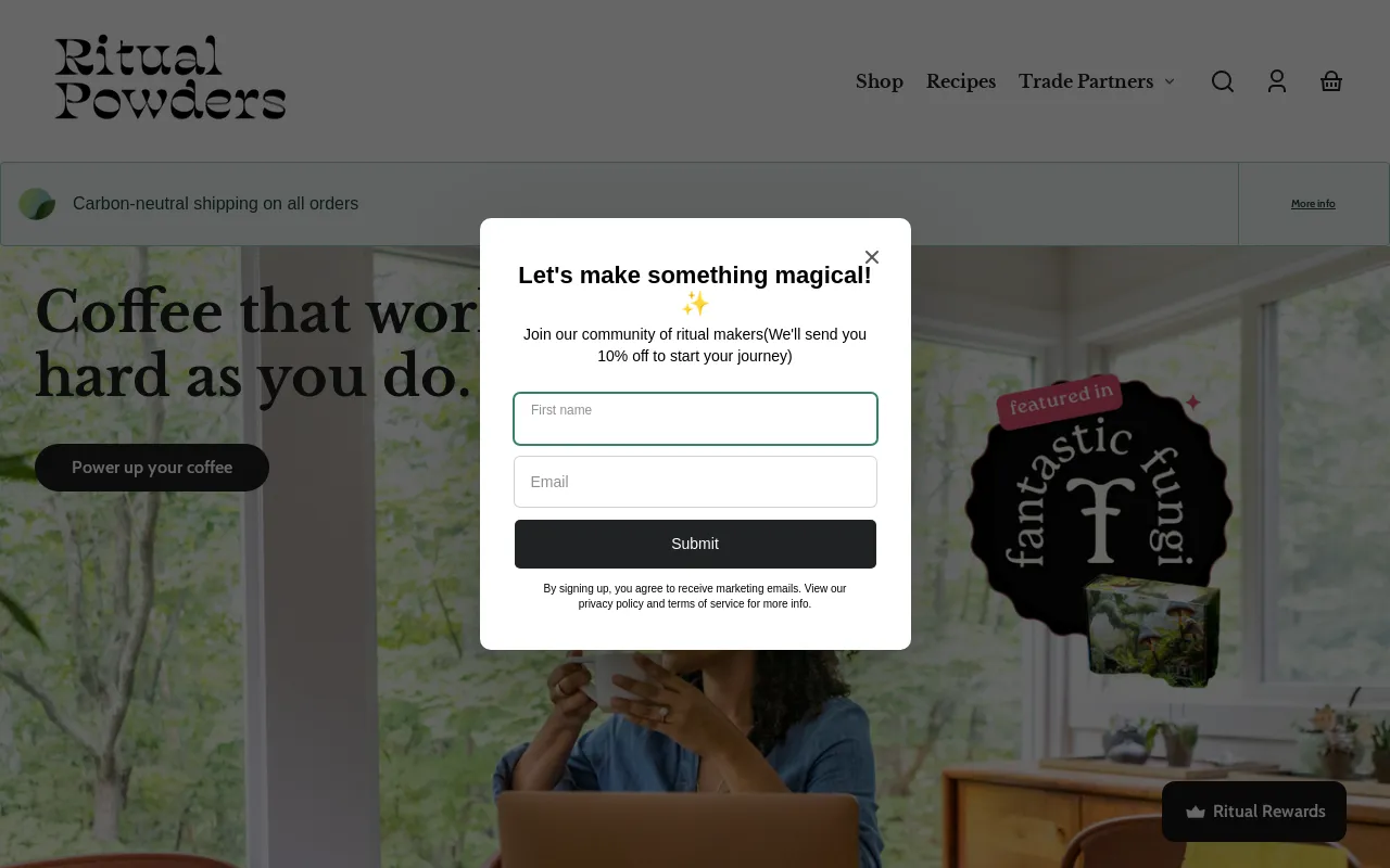 drinkritualpowders website screenshot