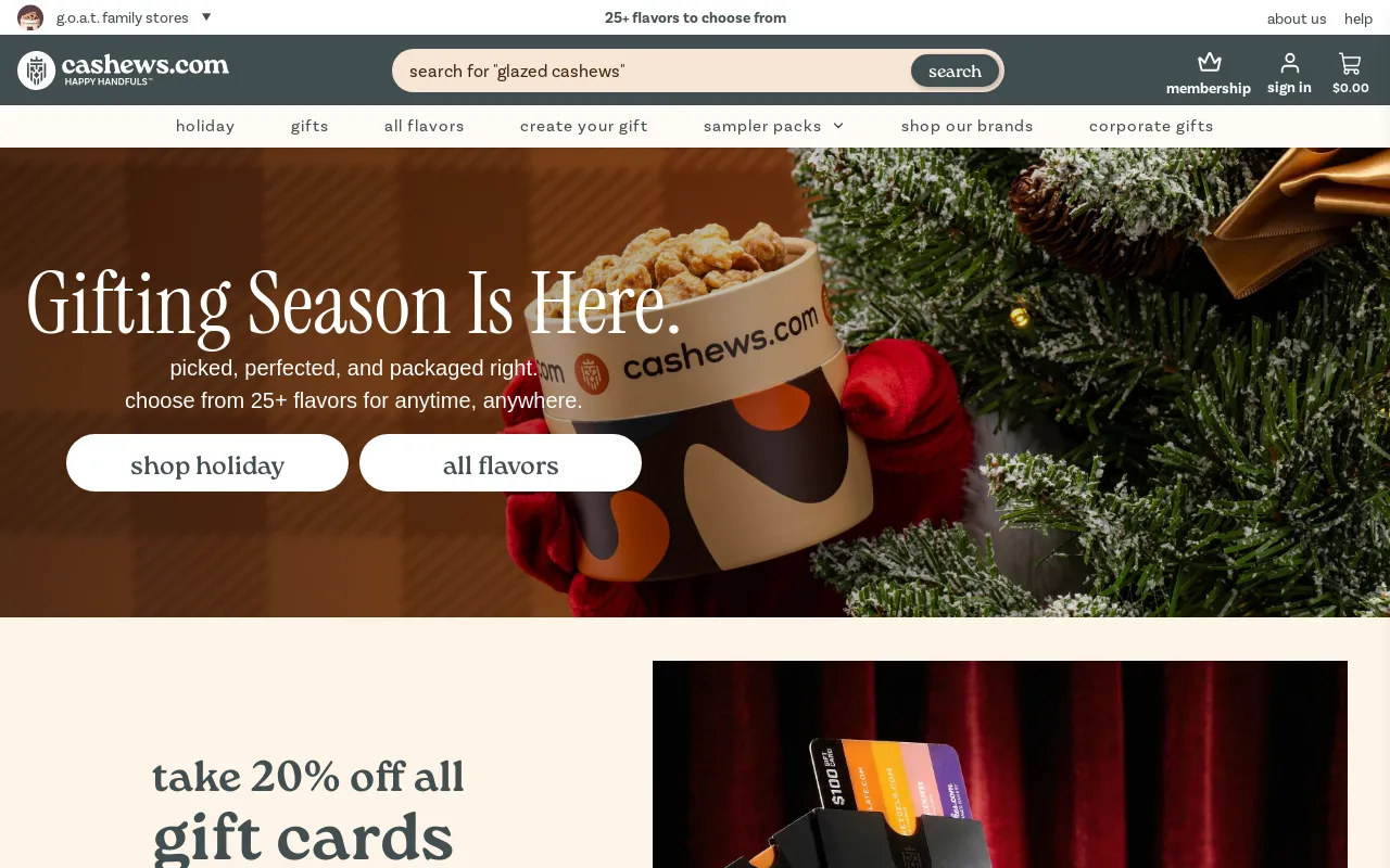 Cashews.com screenshot