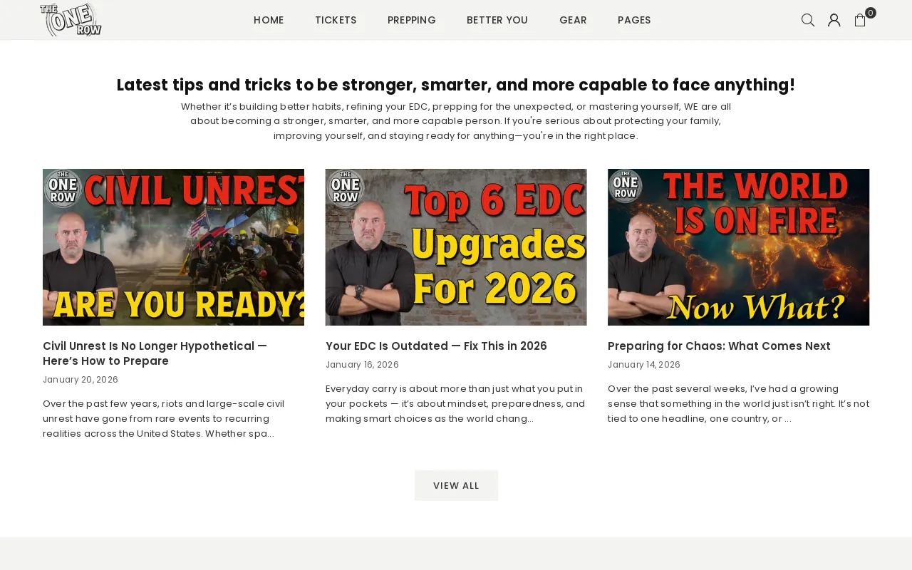 The One Row website screenshot