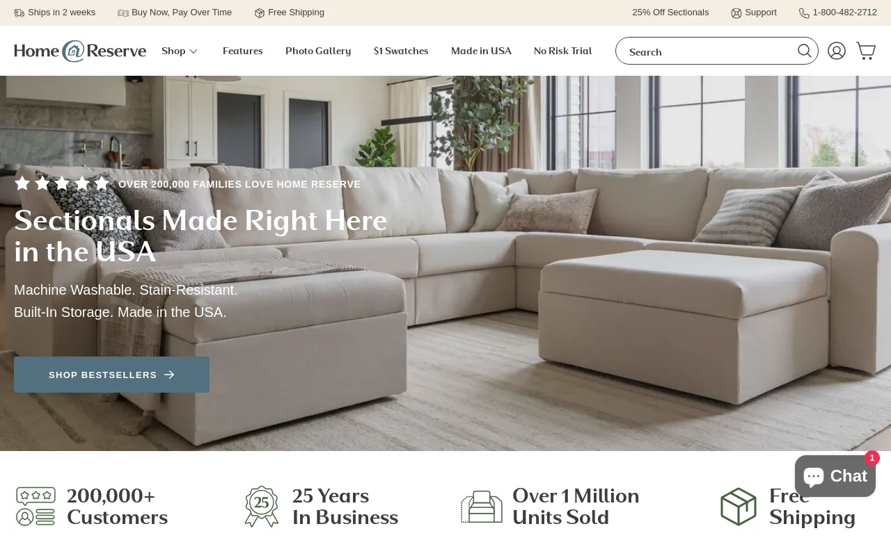 Home Reserve website screenshot