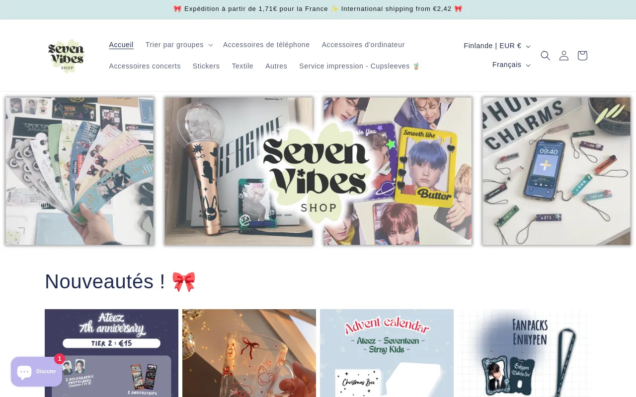 Seven Vibes Shop website screenshot