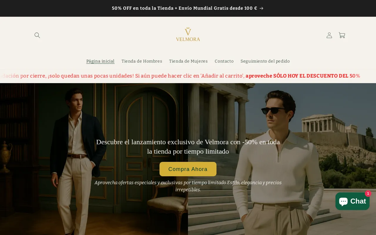 Velmora website screenshot
