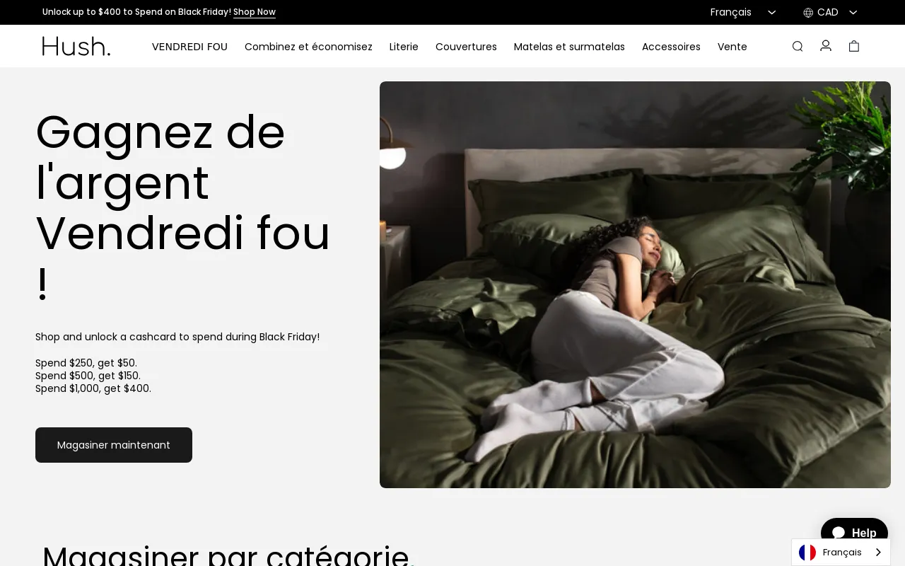 Hush website screenshot