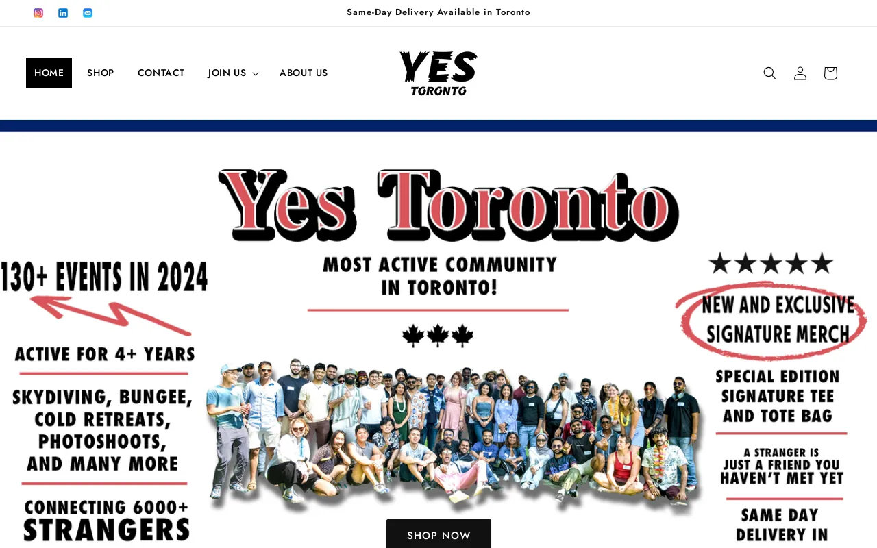 Yes Toronto website screenshot