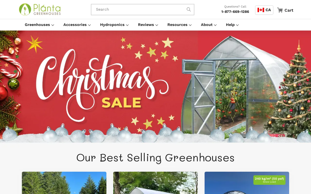 Planta Greenhouses Canada screenshot