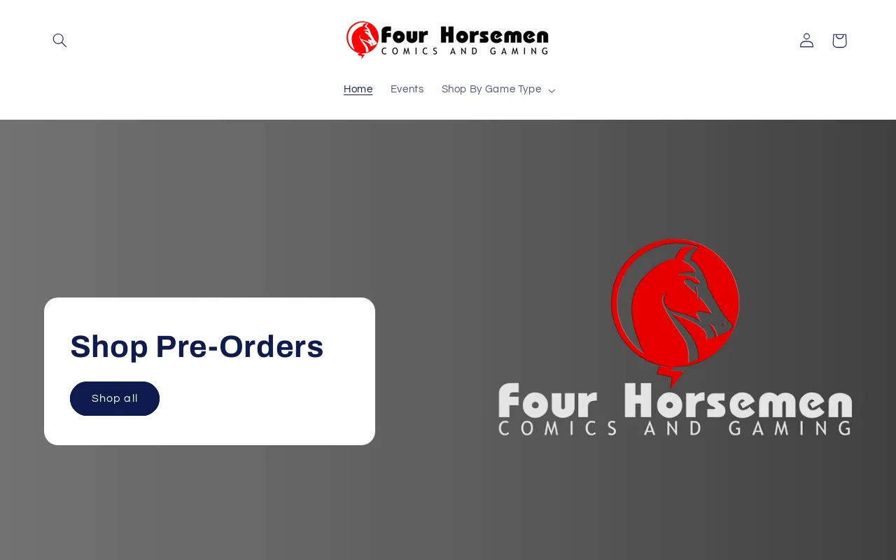 Four Horsemen Comics and Gaming of Robinson Township website screenshot