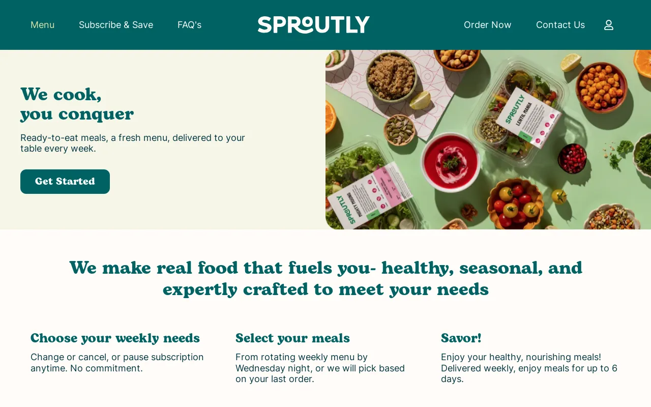 Sproutly Healthy Meals Online screenshot