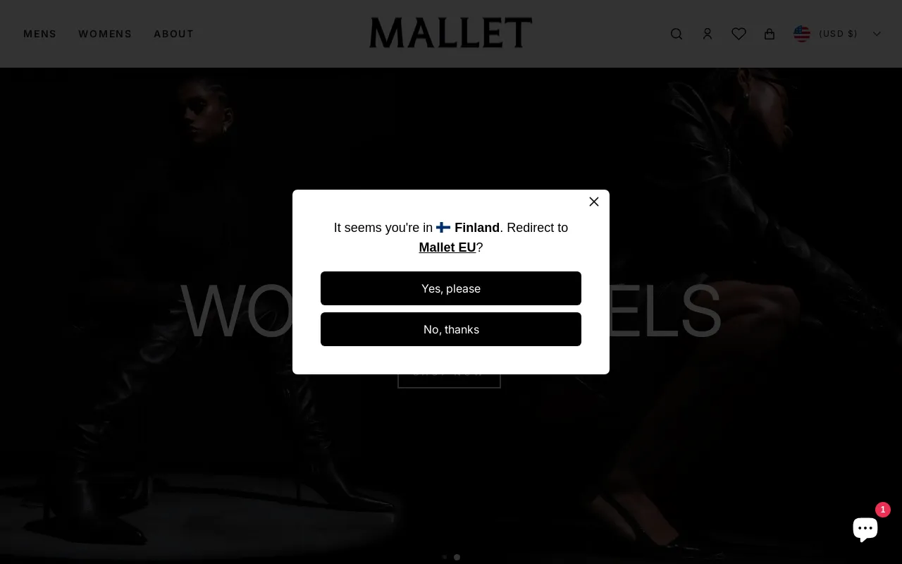 Mallet London - US website screenshot