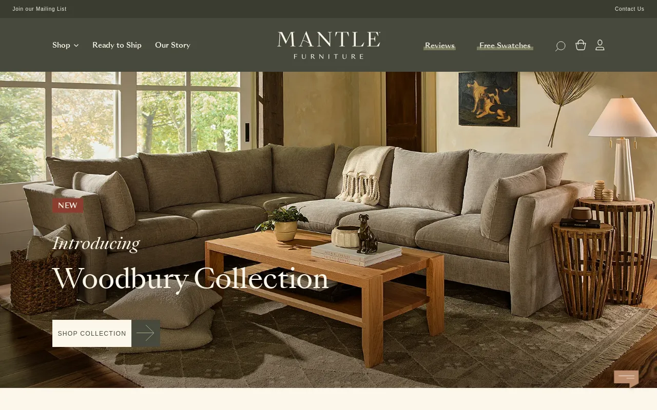 Mantle Furniture website screenshot