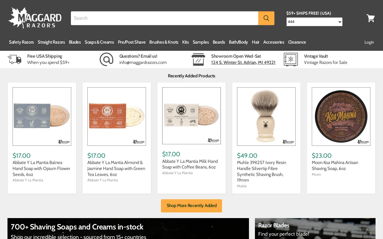 Maggard Razors website screenshot