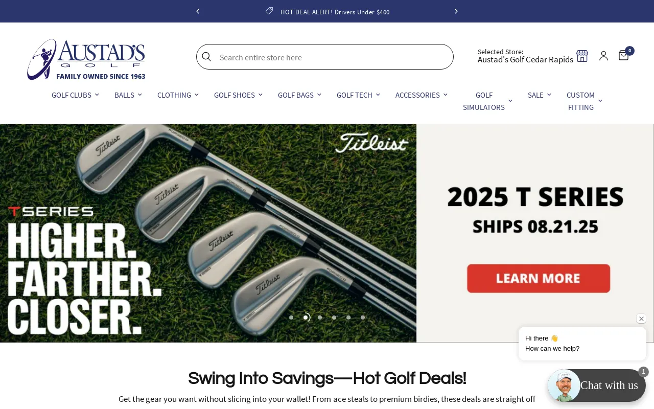 Austad's Golf website screenshot
