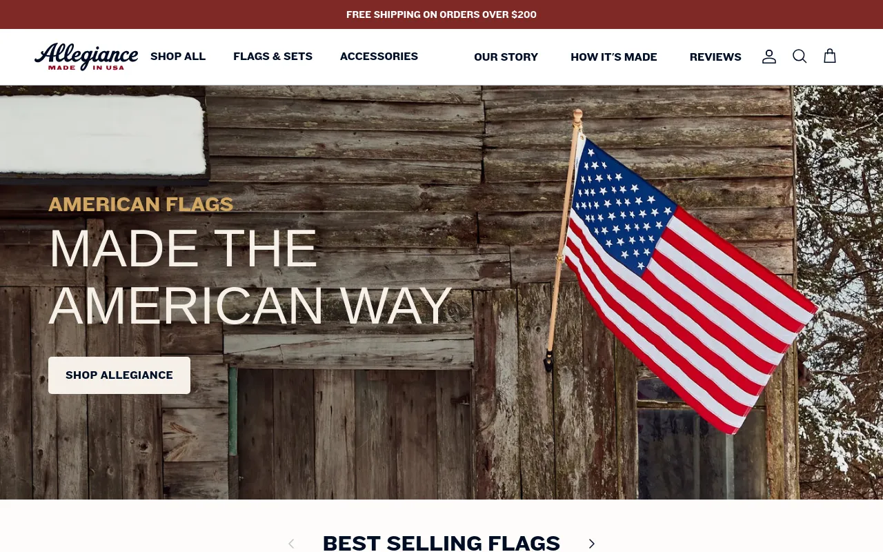 Allegiance Flag Supply screenshot