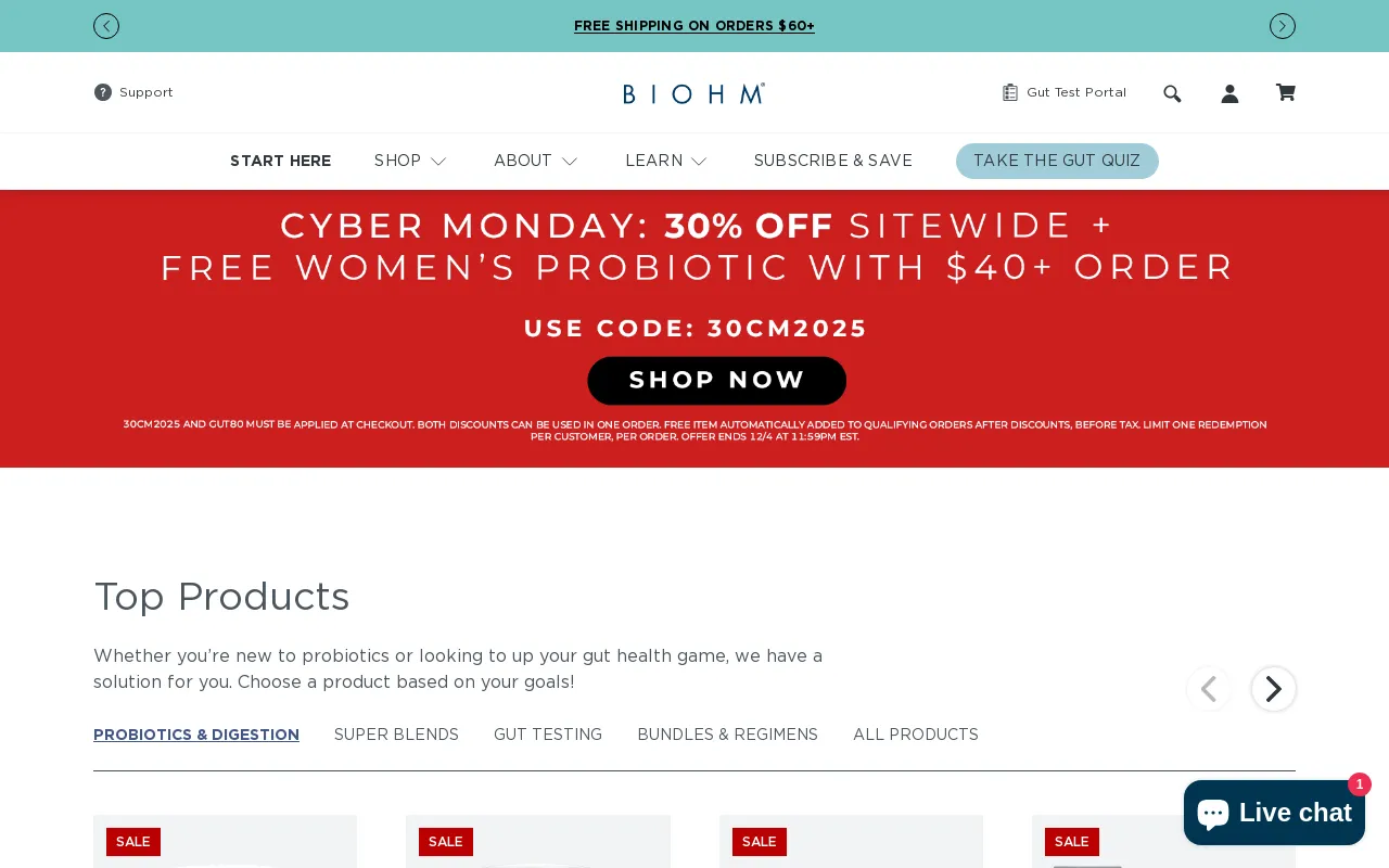 BIOHM Health website screenshot