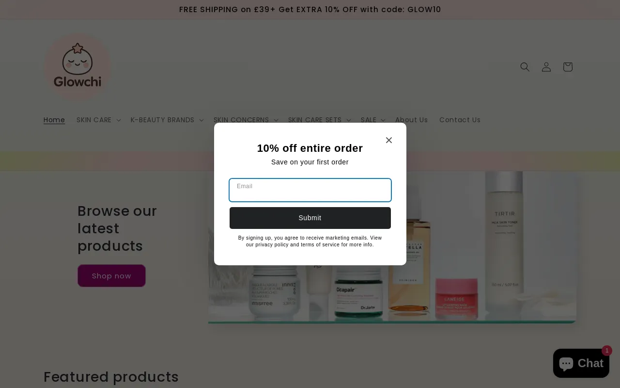 Glowchi website screenshot