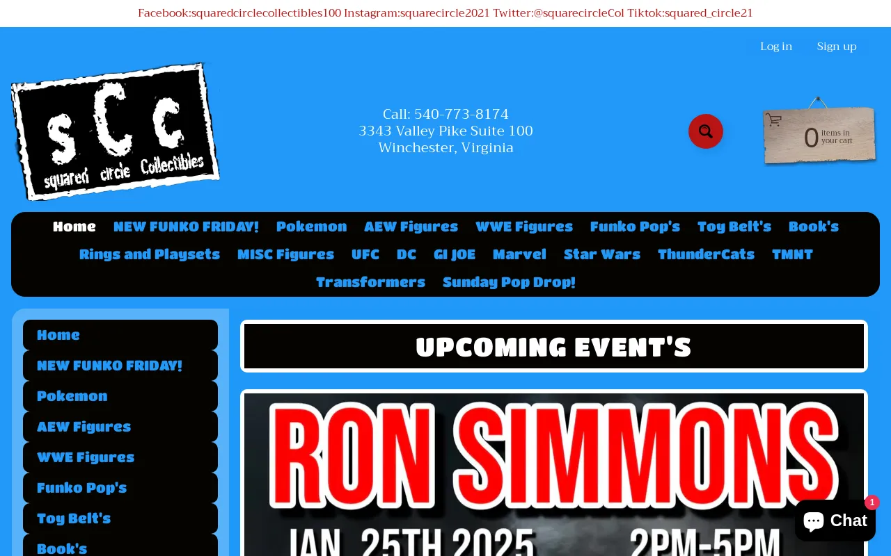 Squaredcirclecollectibles website screenshot