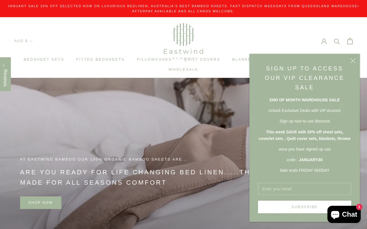 Eastwind Bamboo Bed Linen screenshot
