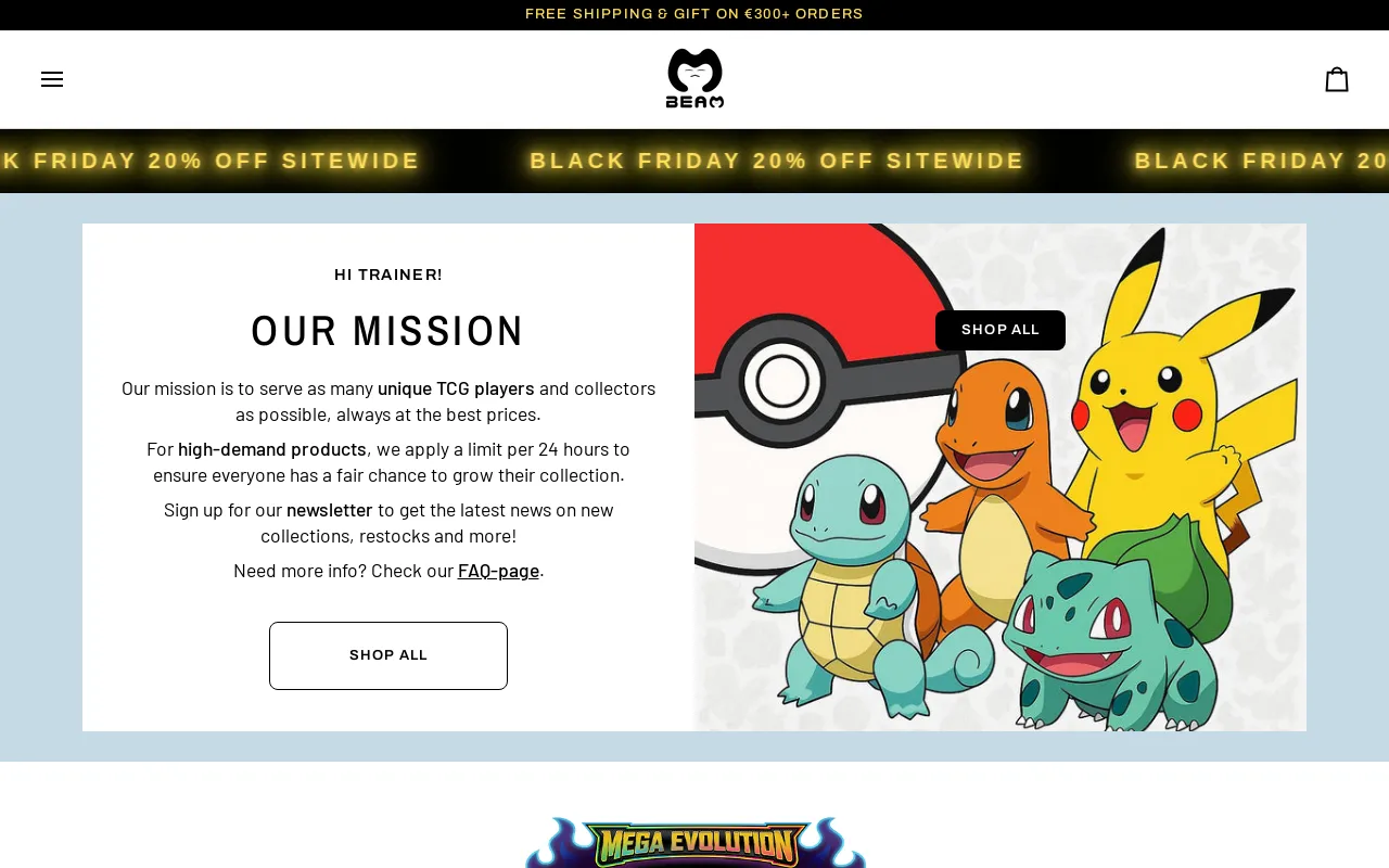 beamcardshop.com screenshot