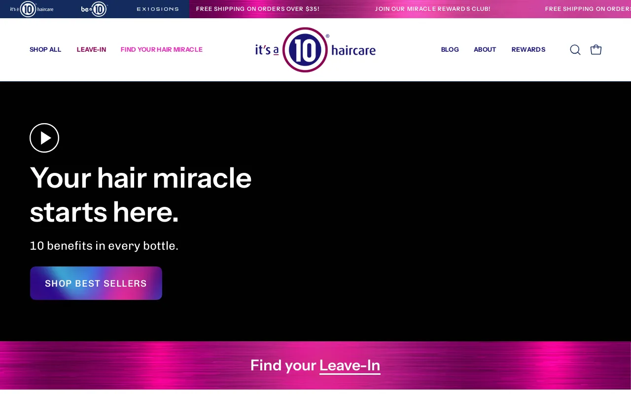 It's a 10 Haircare screenshot