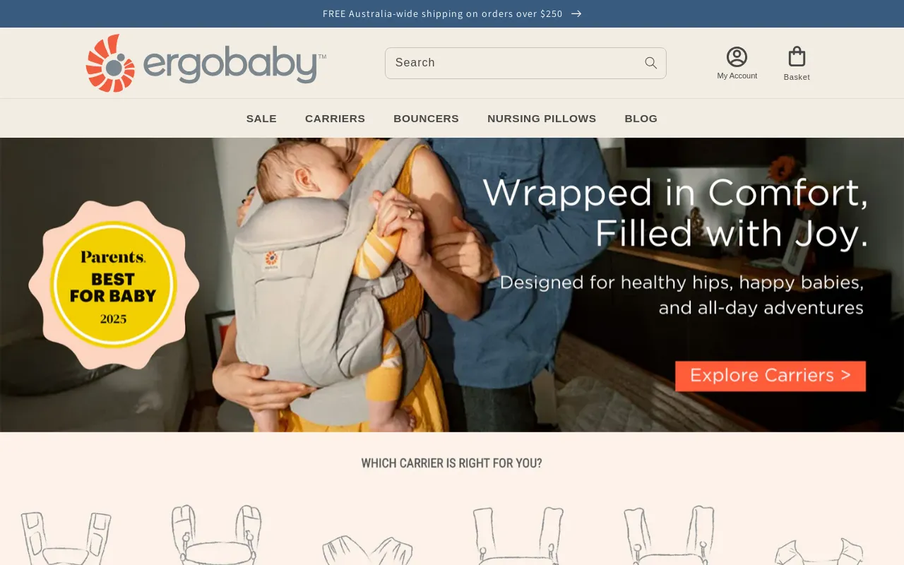 Ergobaby Australia screenshot