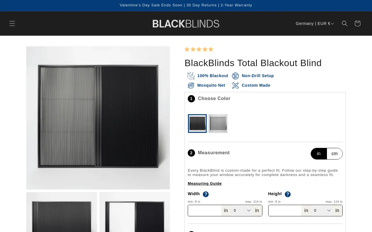 BlackBlinds.co screenshot