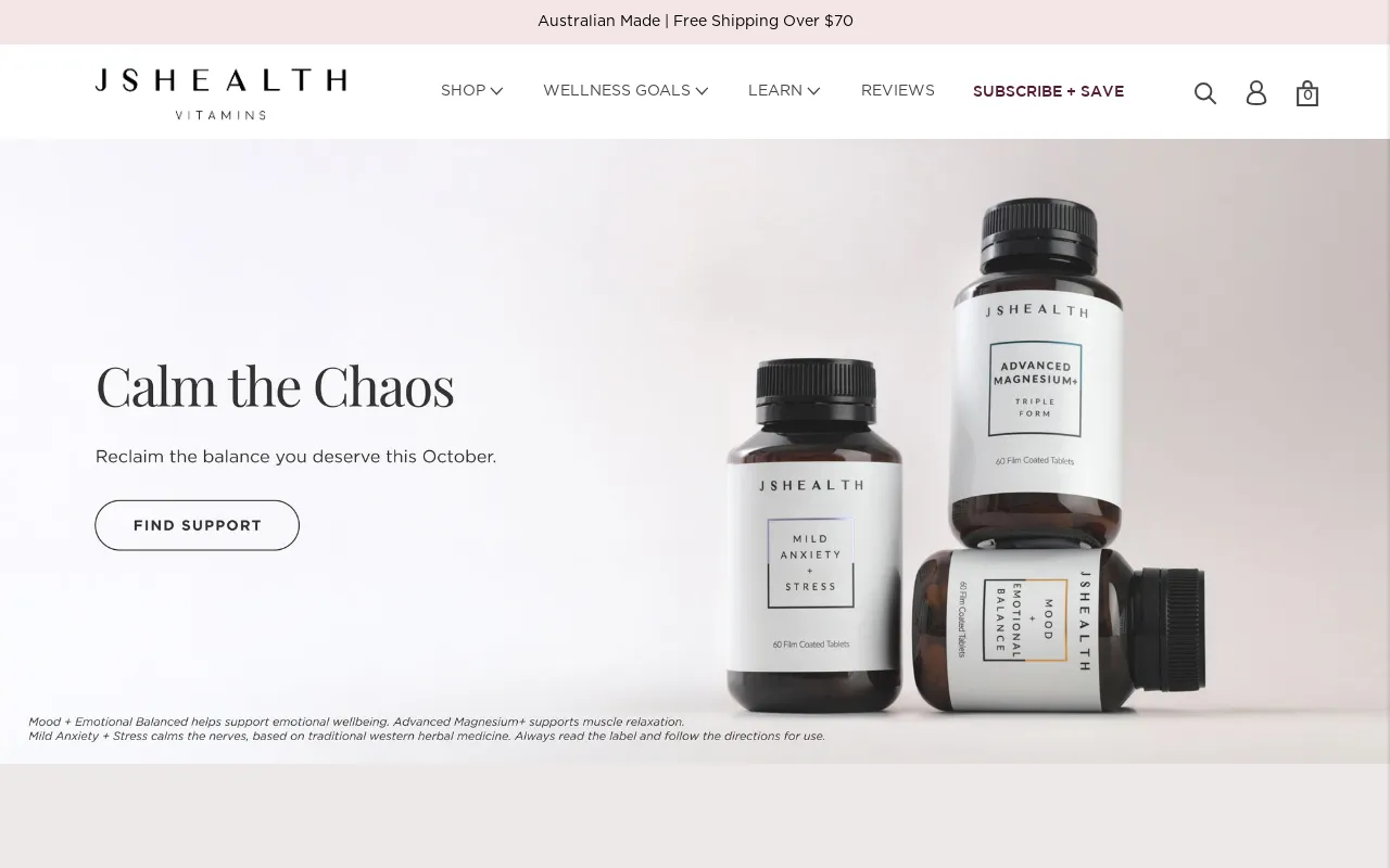 JSHealth Vitamins Aus website screenshot