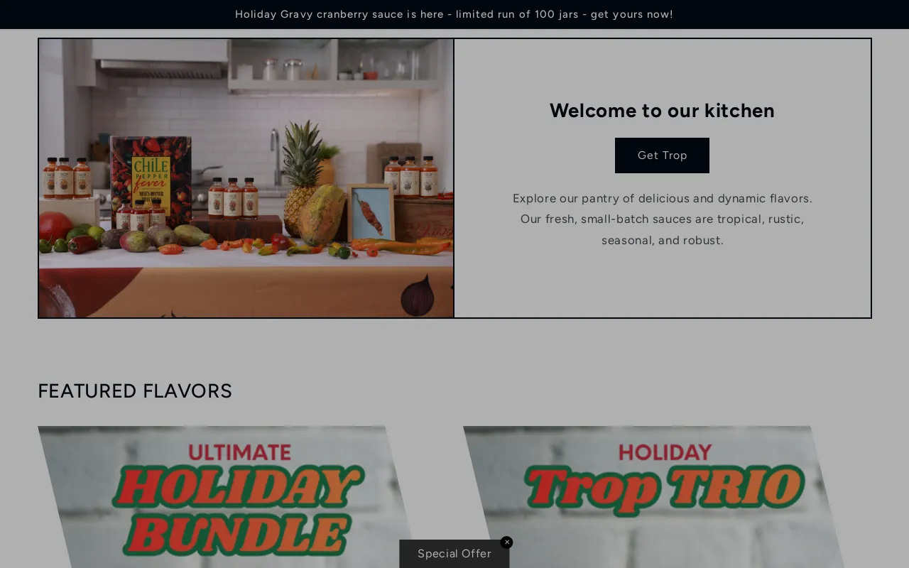 Trop Flavor Company website screenshot