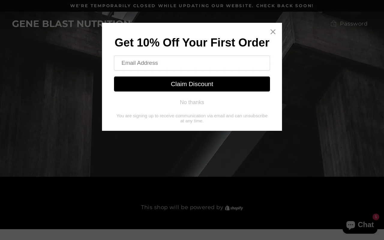 GENE BLAST NUTRITION website screenshot