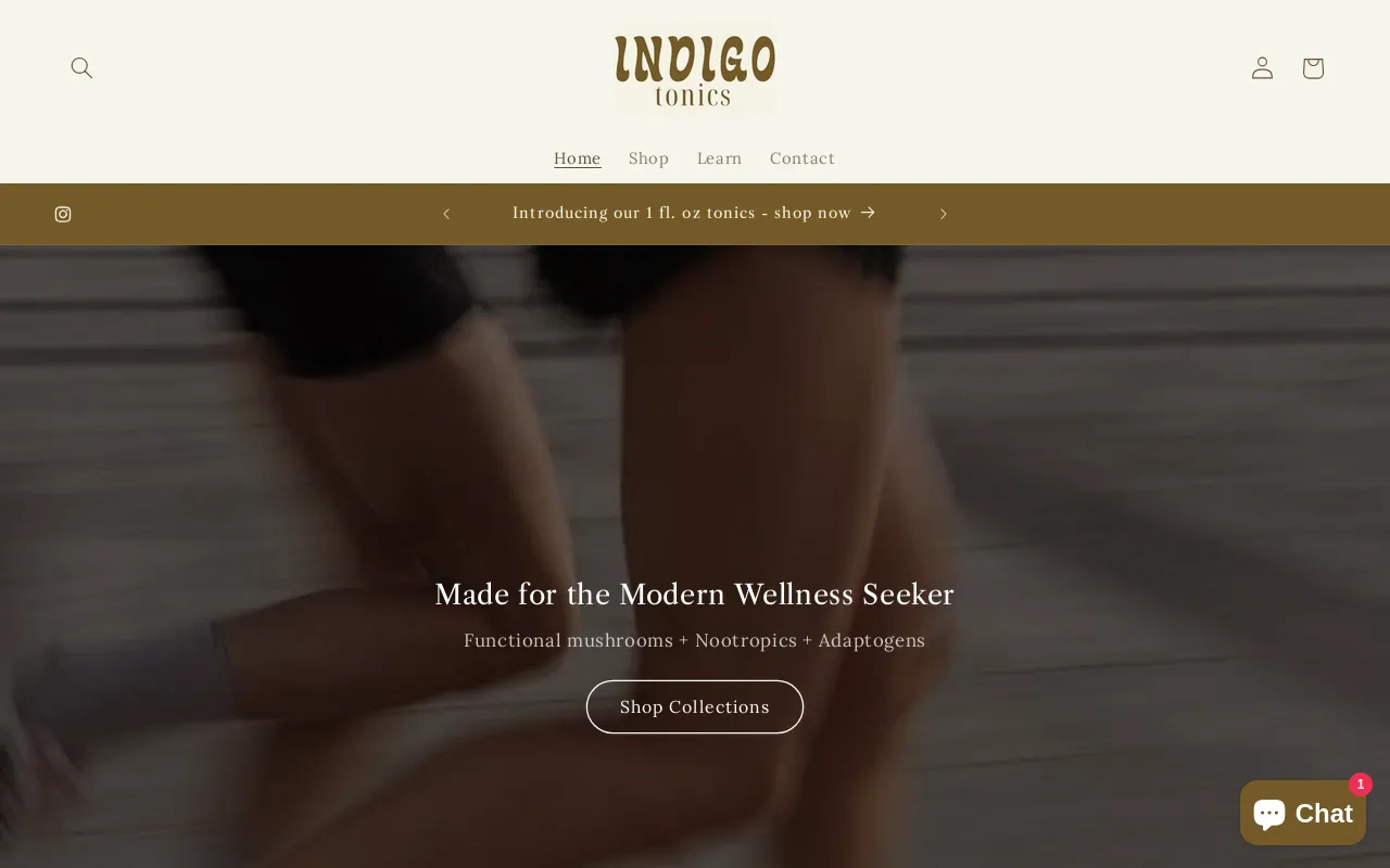 Indigo Tonics website screenshot