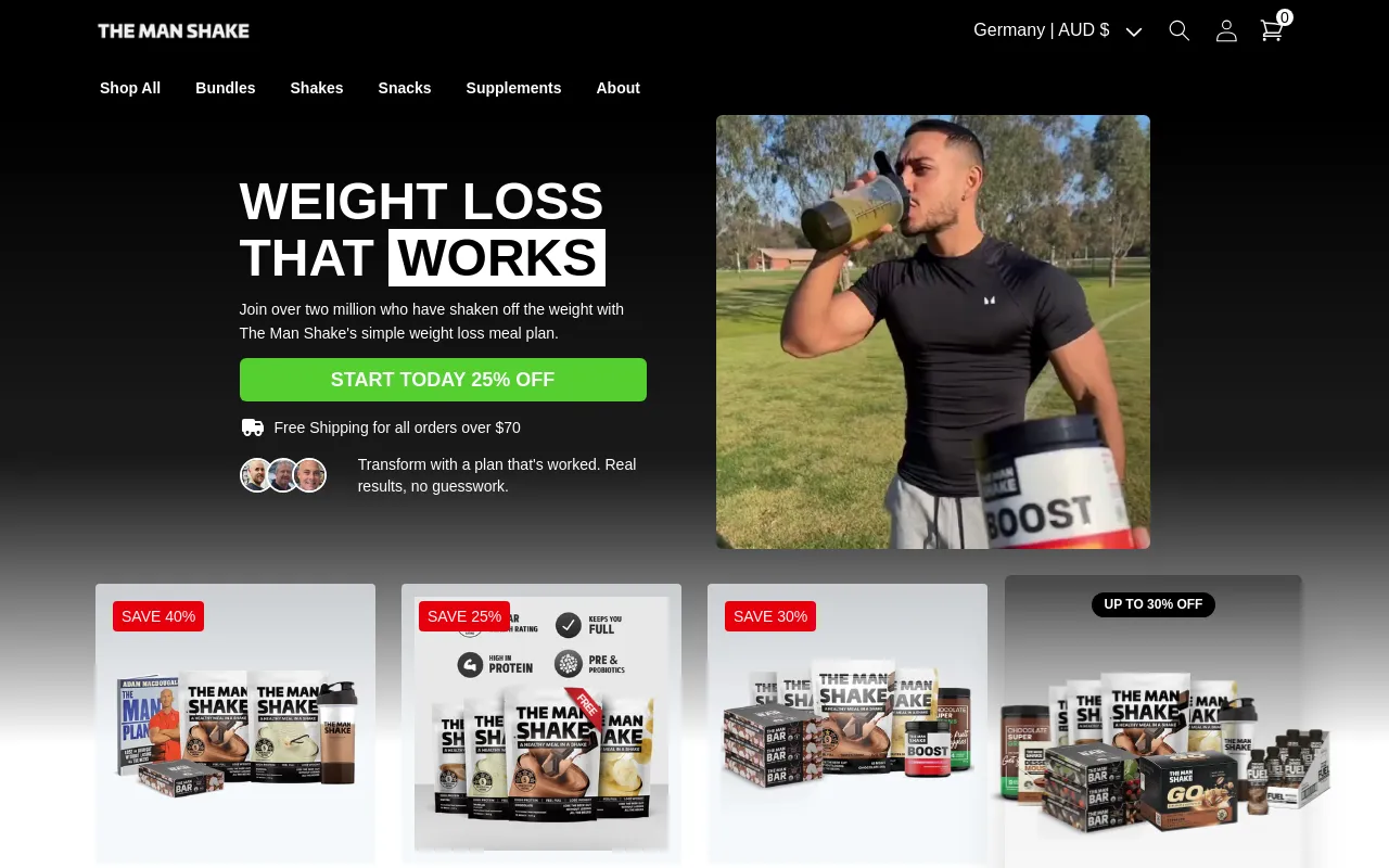 The Man Shake website screenshot