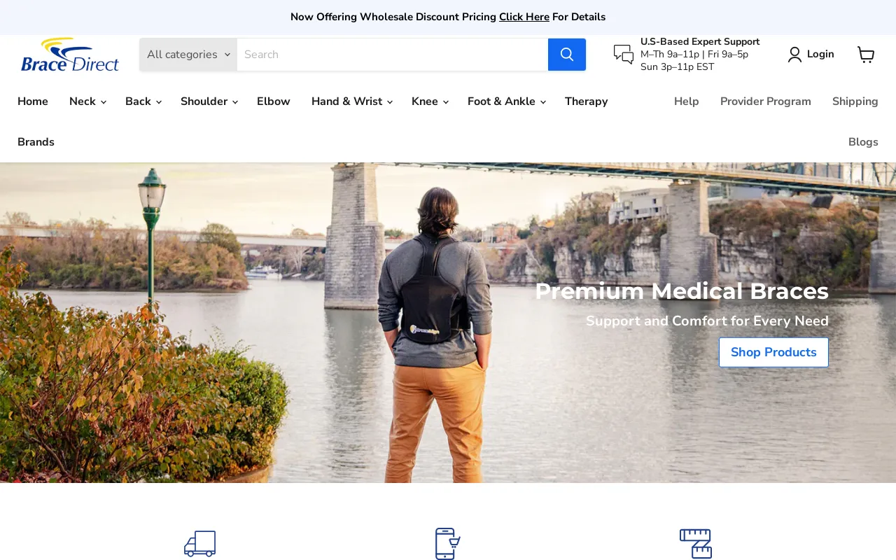 Brace Direct website screenshot