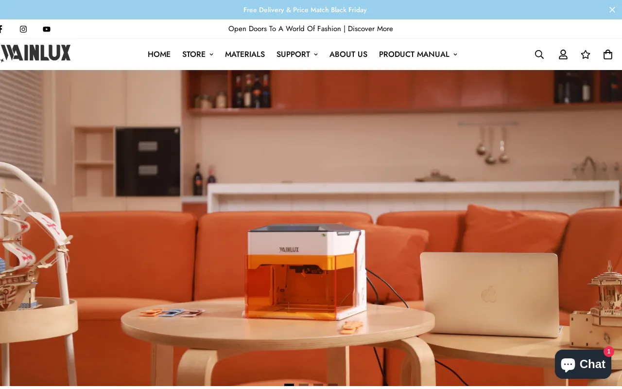 WAINLUX Laser Engraver website screenshot