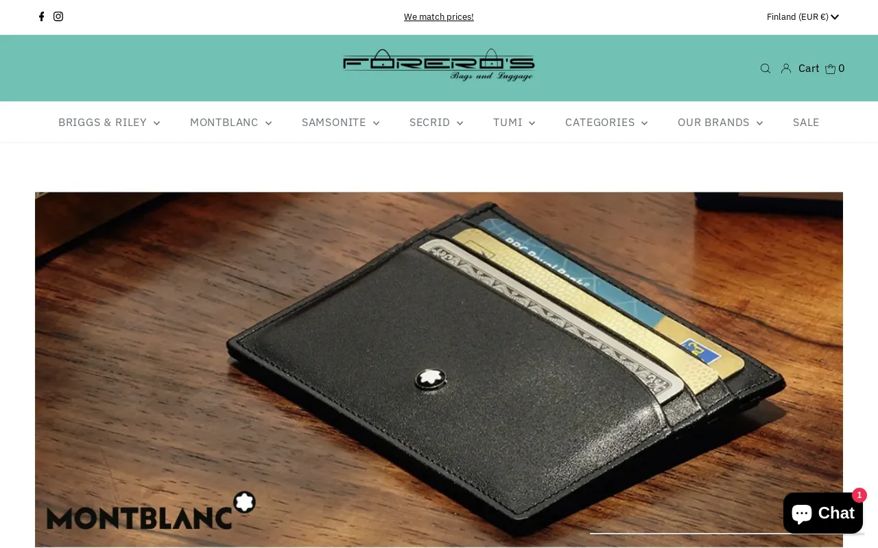 Forero’s Bags and Luggage website screenshot