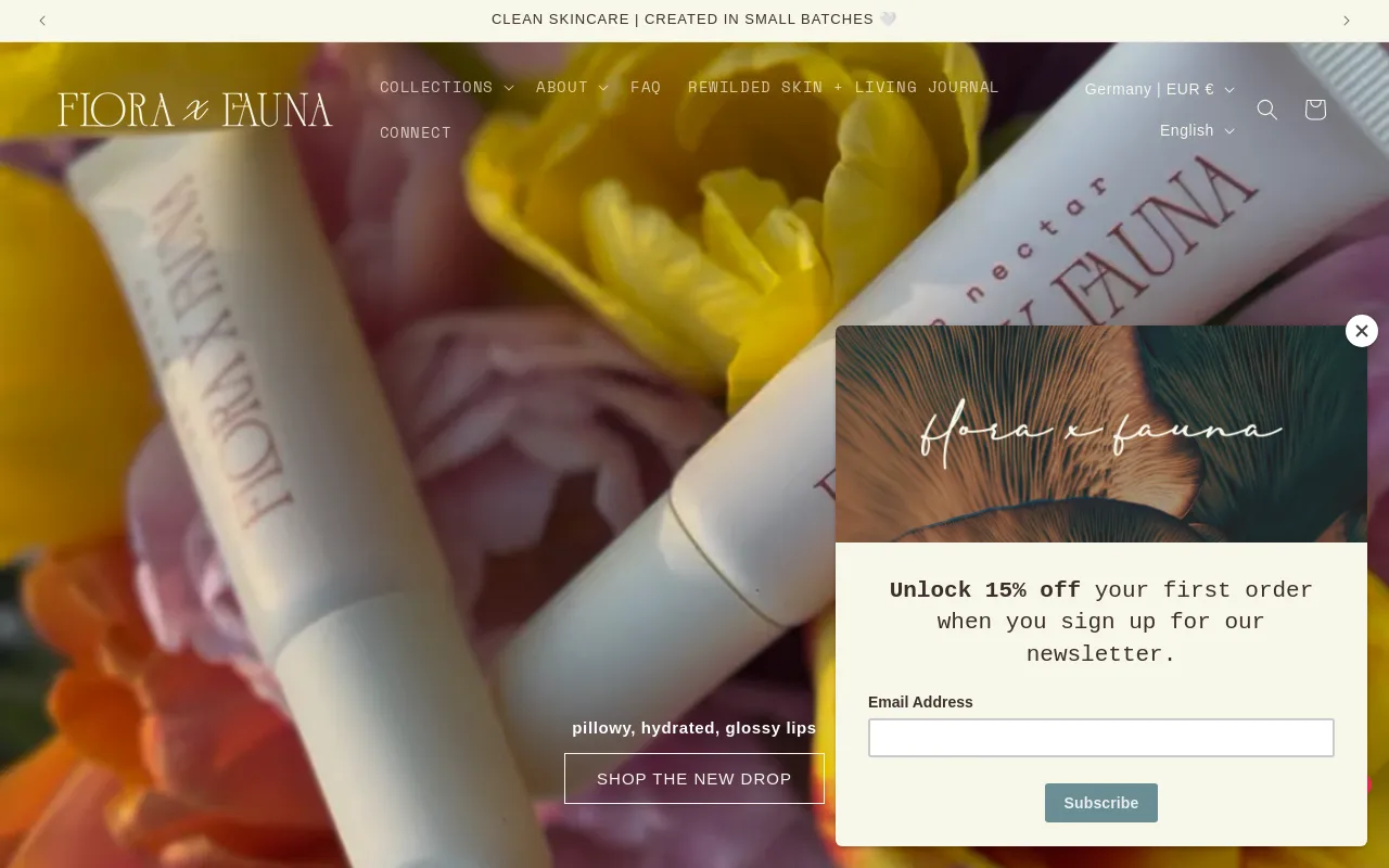 floraxfaunaskin.com screenshot