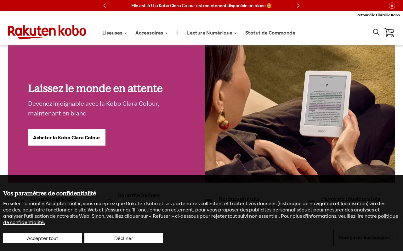 Rakuten Kobo (FR) Boutique Liseuse screenshot