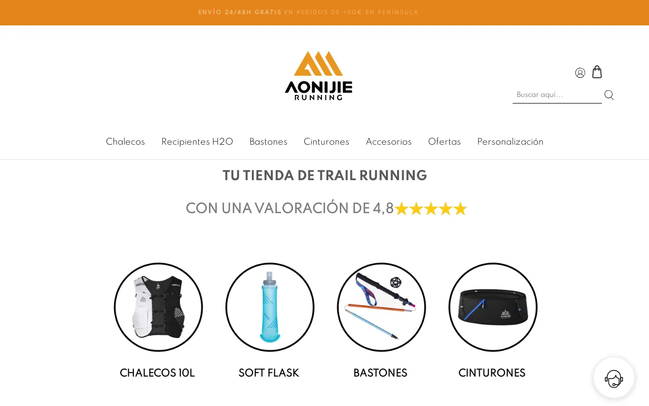 AONIJIE · Official Distributor | Accesorios para trail running · Envío 24h screenshot