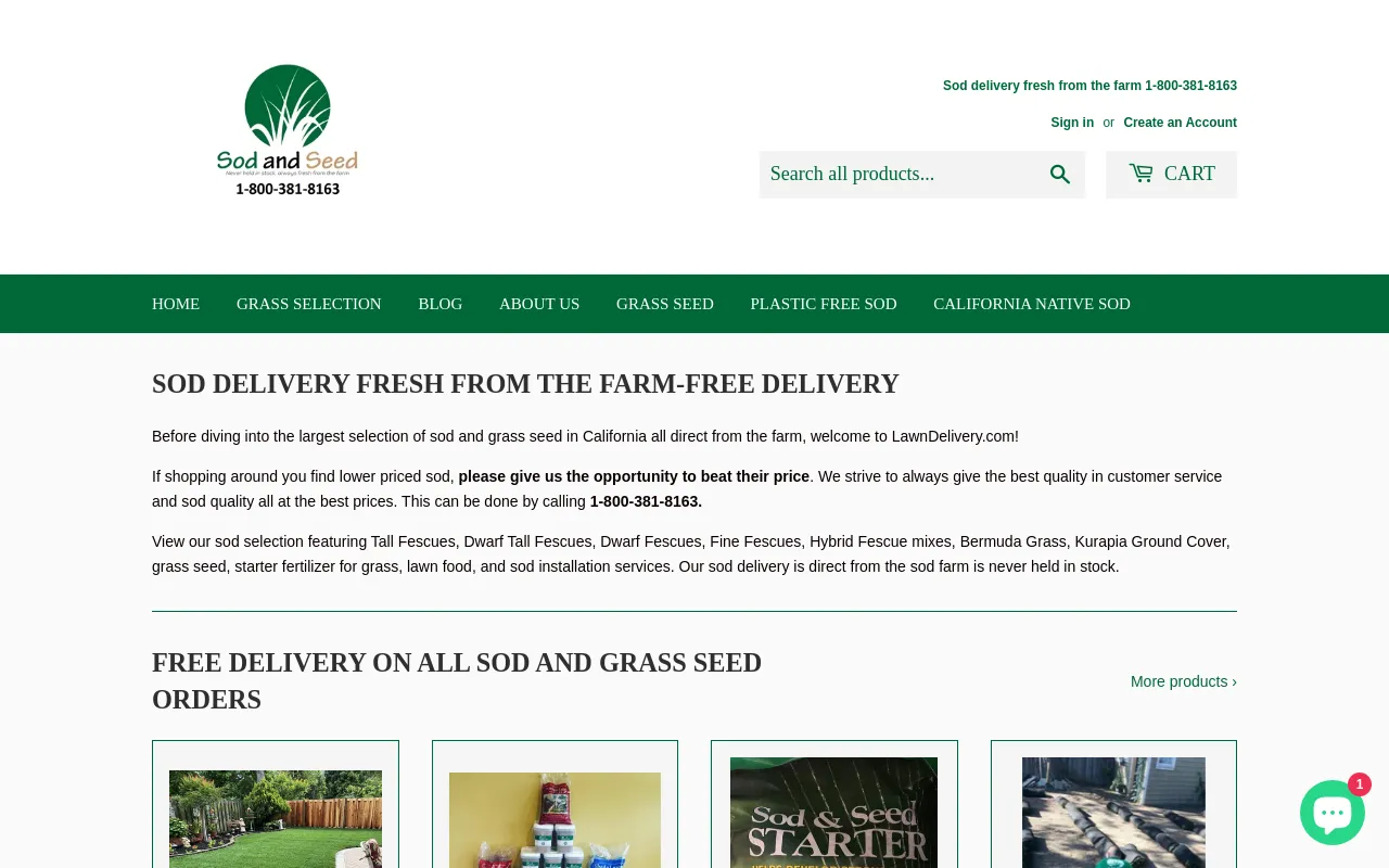 Sod and Seed, Inc. screenshot