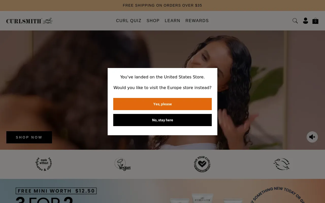 Curlsmith USA screenshot