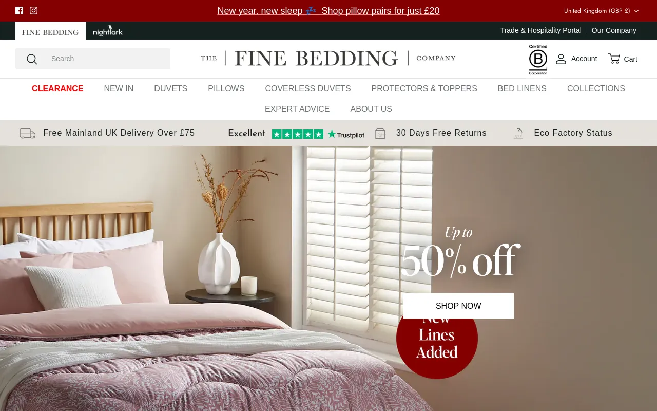 The Fine Bedding Company screenshot