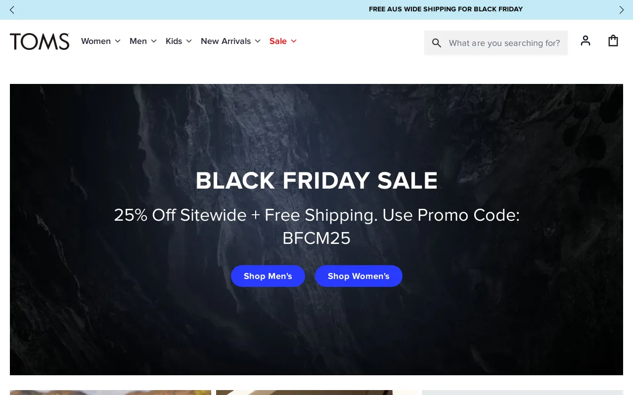 TOMS Australia screenshot