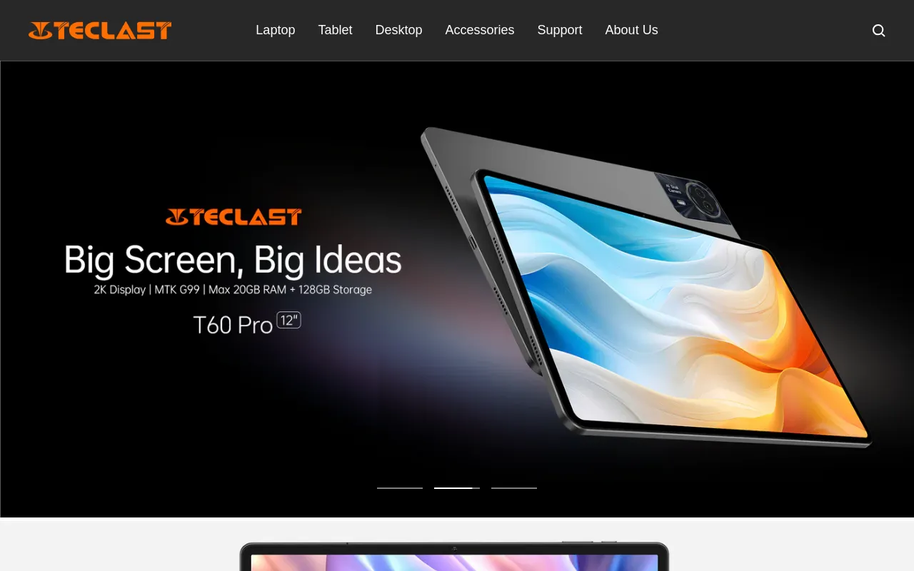 Teclast Official Website screenshot