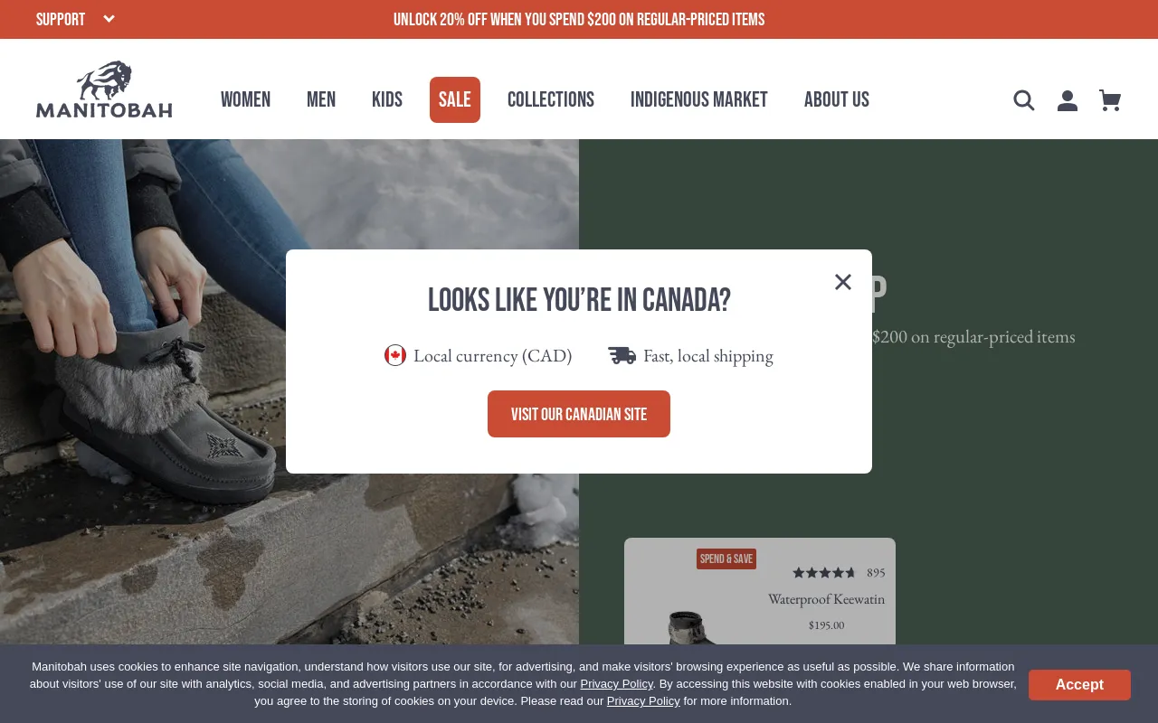 Manitobah USA screenshot