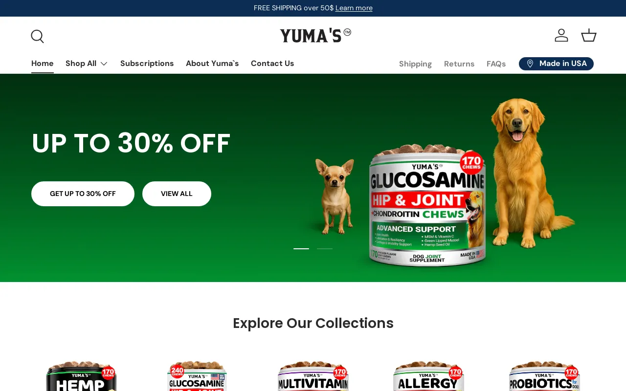 YUMA'S website screenshot