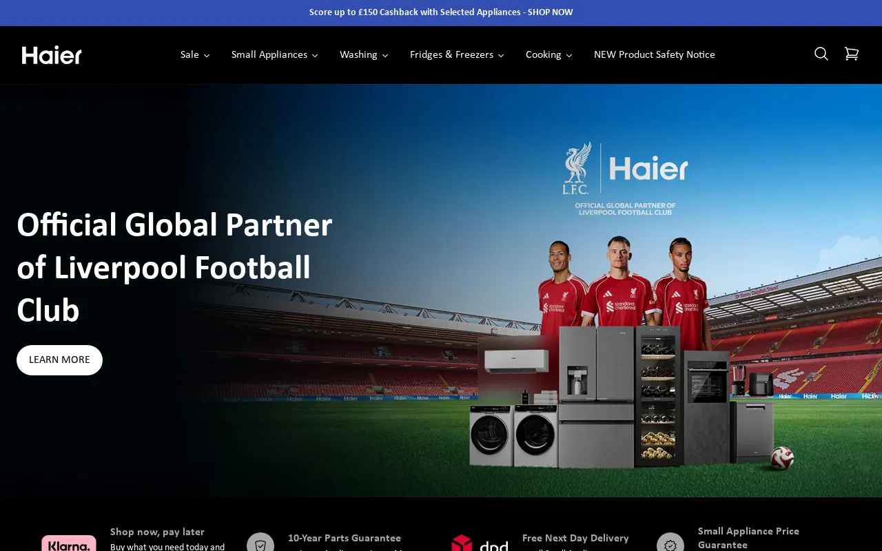 Haier UK screenshot