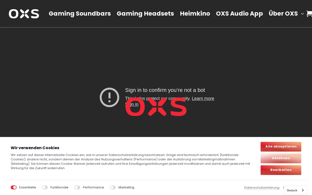 OXS website screenshot