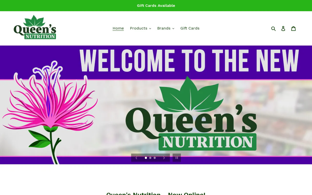 Queens Nutrition website screenshot