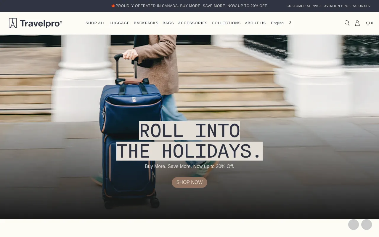 Travelpro® Canada screenshot