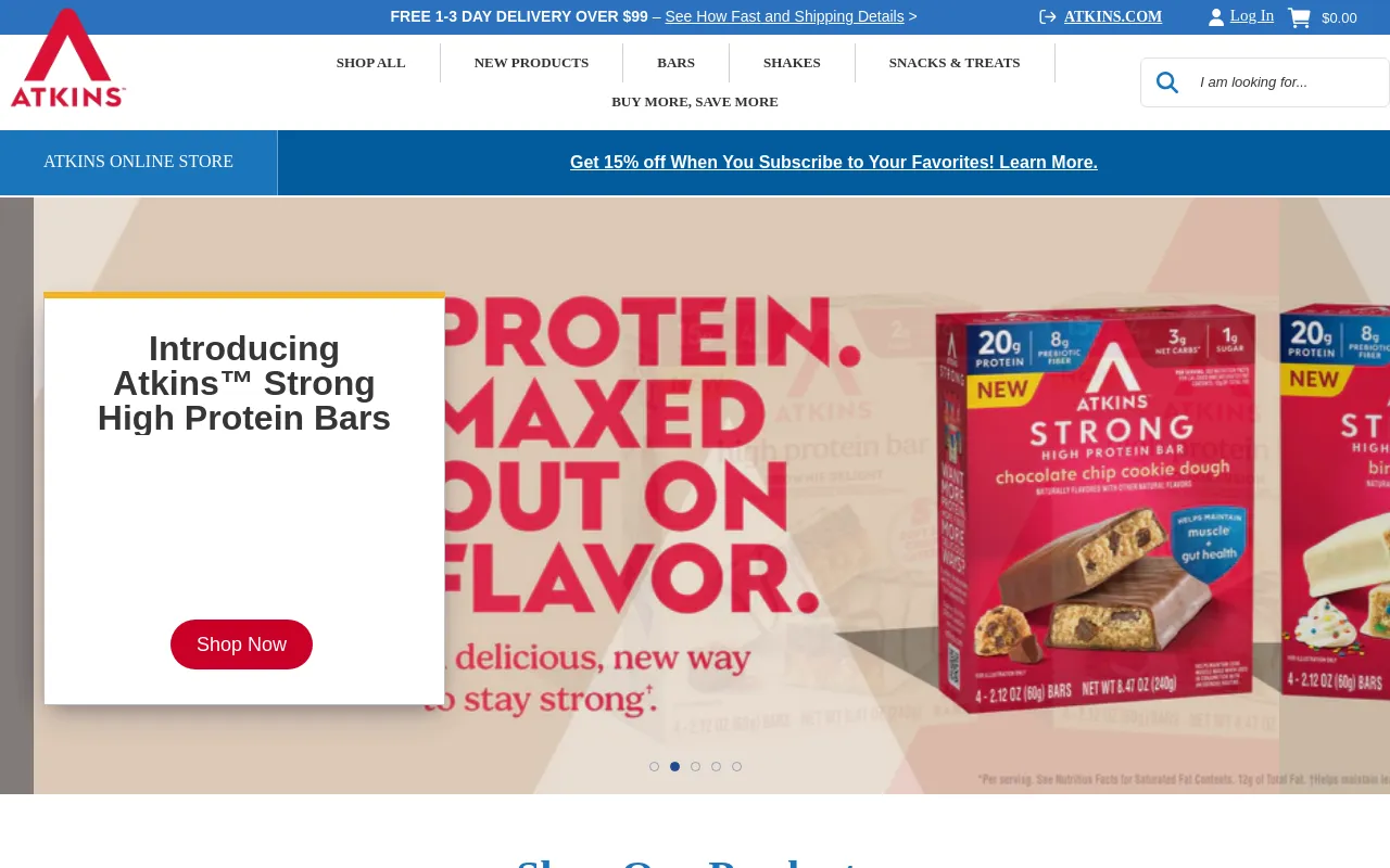 Atkins Online Store screenshot