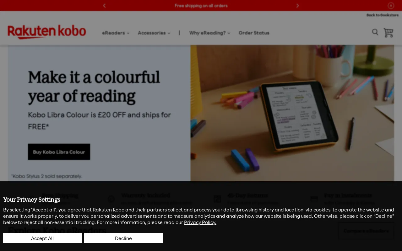 Rakuten Kobo (UK) eReader Store screenshot