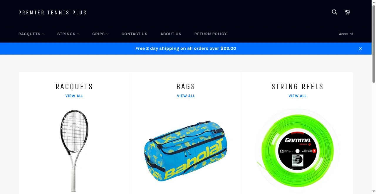 Premier Tennis Plus website screenshot